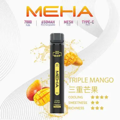 MEHA XBAR 拋棄式 7000口小黑條 MEHA XBAR 魅嗨小黑條7000口拋棄式電子煙|3%尼古丁鹽 650mAh電池 Mesh霧化技術 台灣現貨